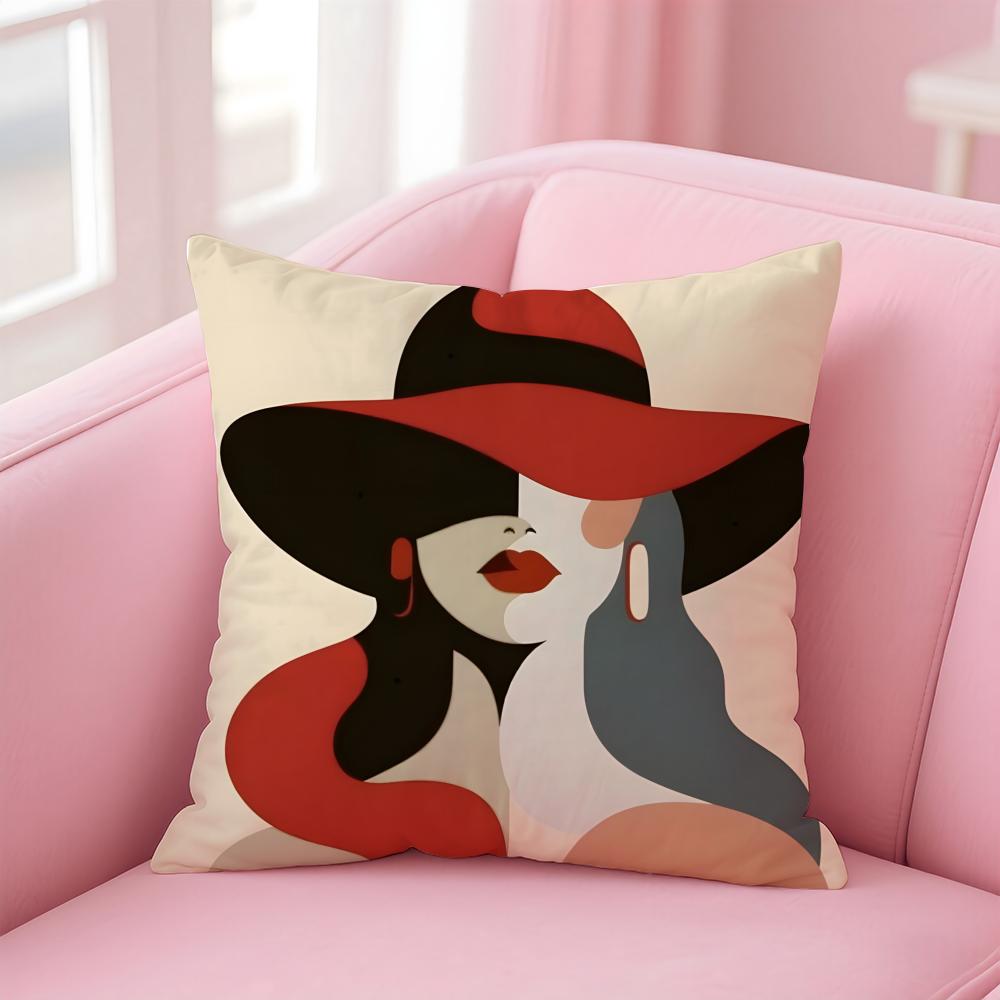 AAbstract FFFigure Cushion Cover Linen Pillowcase Cover Soft Decor for Sofa Home Room