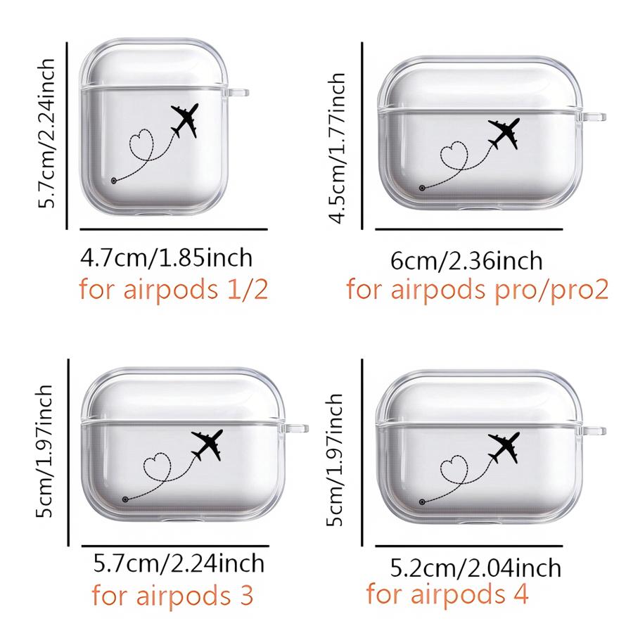 Чехол для Airpods Pro3 1 4 2 3 Pro2 Pro Прозрачный Чехлы для наушников Чехол Любовь Самолет Искусство