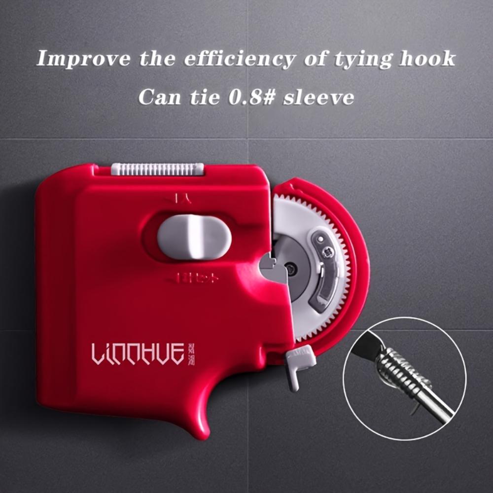 Автоматическая машина для вязки рыболовных крючков, портативный инструмент для вязки лески, универсальная адаптация, красный - идеально подходит для быстрой и удобной организации рыболовной лески