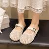 Полые плетеные тапочки-полусапожки с открытым носком, женская уличная обувь, лето 2025, новинка, мягкая подошва, дышащие, ленивые, повседневные, крутые тапочки