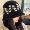 Autumn and Winter Retro Jacquard Knitted Bucket Hat Women's New Plush Hat Ear Protector Pullover Hat