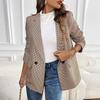 2025 Autumn and Winter New Classic Blazer Button Lapel Pocket Commuter Plaid Cardigan