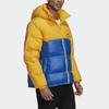 Adidas Оригинальный трилистник, пуховик Regen с цветными блоками, пуховик с длинными рукавами и капюшоном, зимние мужские куртки, желтый, синий GE1331