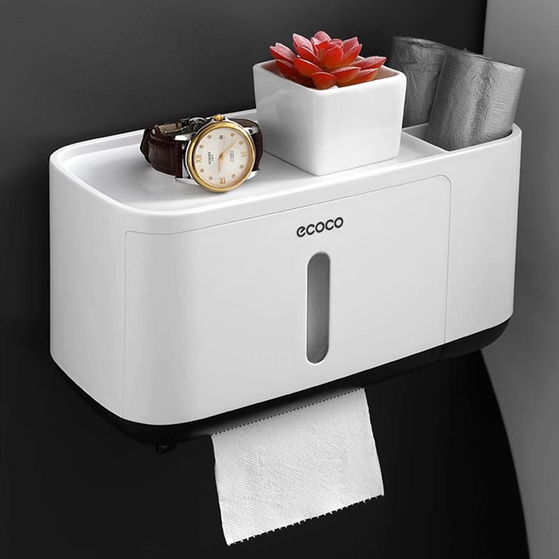 Wall-Mounted Waterproof Toilet Paper Holder and Tissue Box