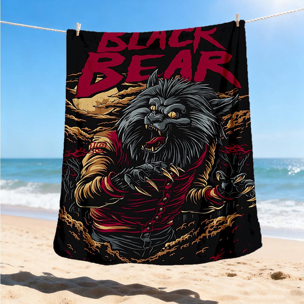 1pc Black Bear Costume Throw Blanket Polyester Fiber, Lightweight Flannel, Soft & Warm, All Season Use for Outdoor, Camping Digital Print
