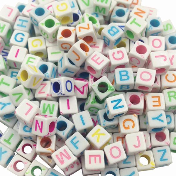 Mixed Letter Acrylic Beads Round Flat Alphabet Digital Cube Loose Spacer Beads For Jewelry Making Handmade Diy Bracelet Necklace