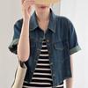 Short-sleeved Denim Jacket Shirt Women's New Retro Thin Loose Casual Short Top