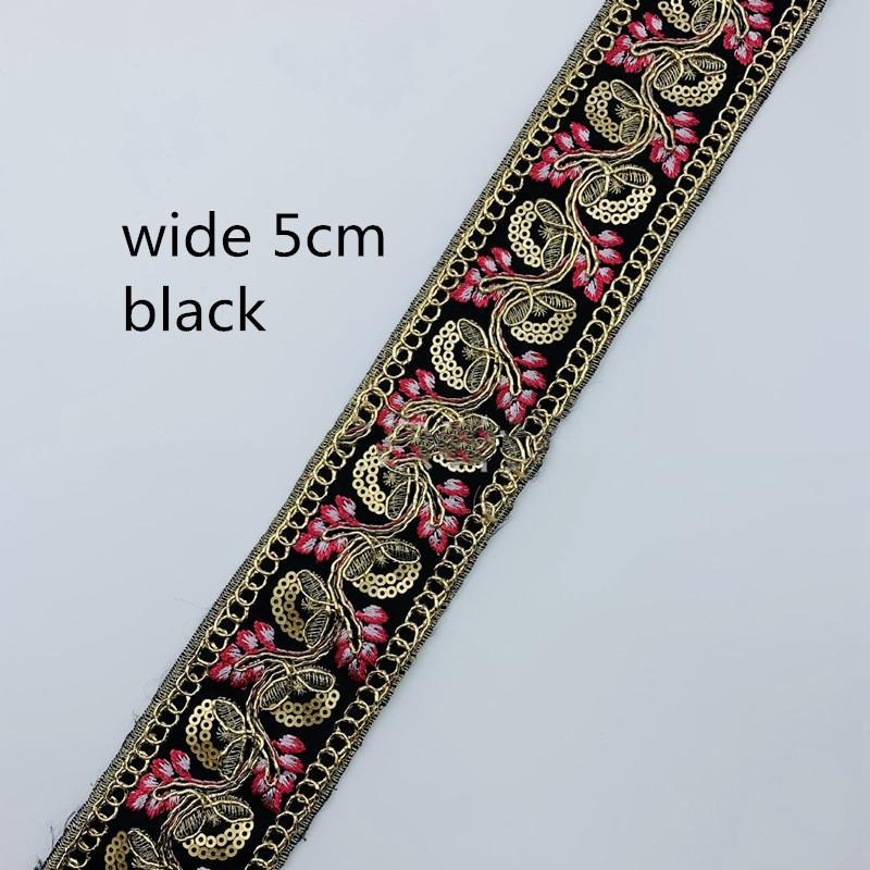 1 Yards Sequin Embroidery Lace Ribbon Trims Polyester Tape Webbing for Stage Performance Apparel