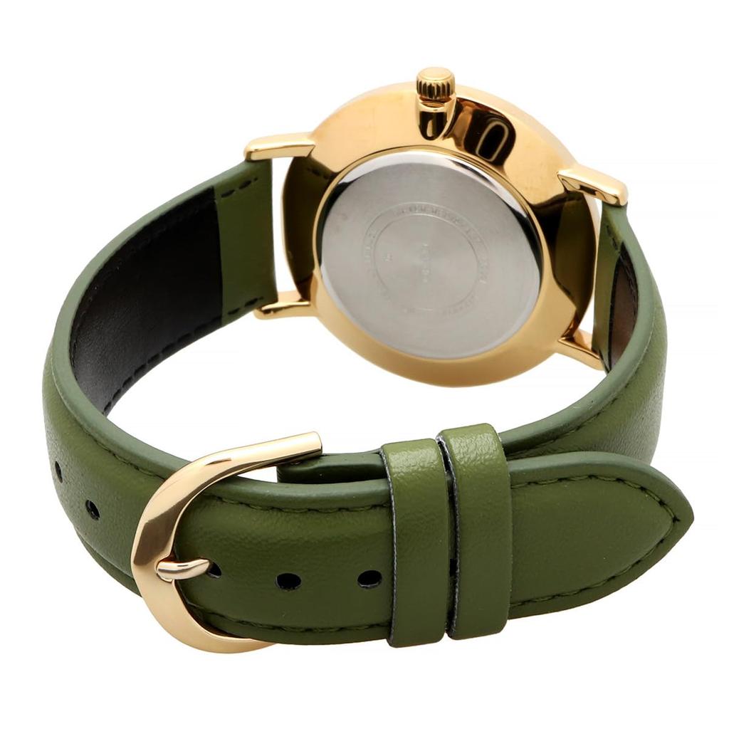 Casio Кварцевые часы MTP-VT01GL-3B Золотой x Зеленый кожаный ремешок