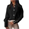 Женские свободные модные рубашки, однотонные рубашки с воротником-стойкой и длинными рукавами, тонкие топы