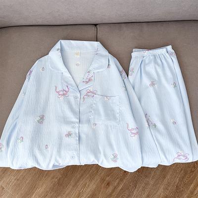 Пижама с цветочным принтом и галстуком-бабочкой, женская, простая, повседневная, мягкая, весенняя, домашняя, для женщин, с длинным рукавом, с отворотом, ночная рубашка