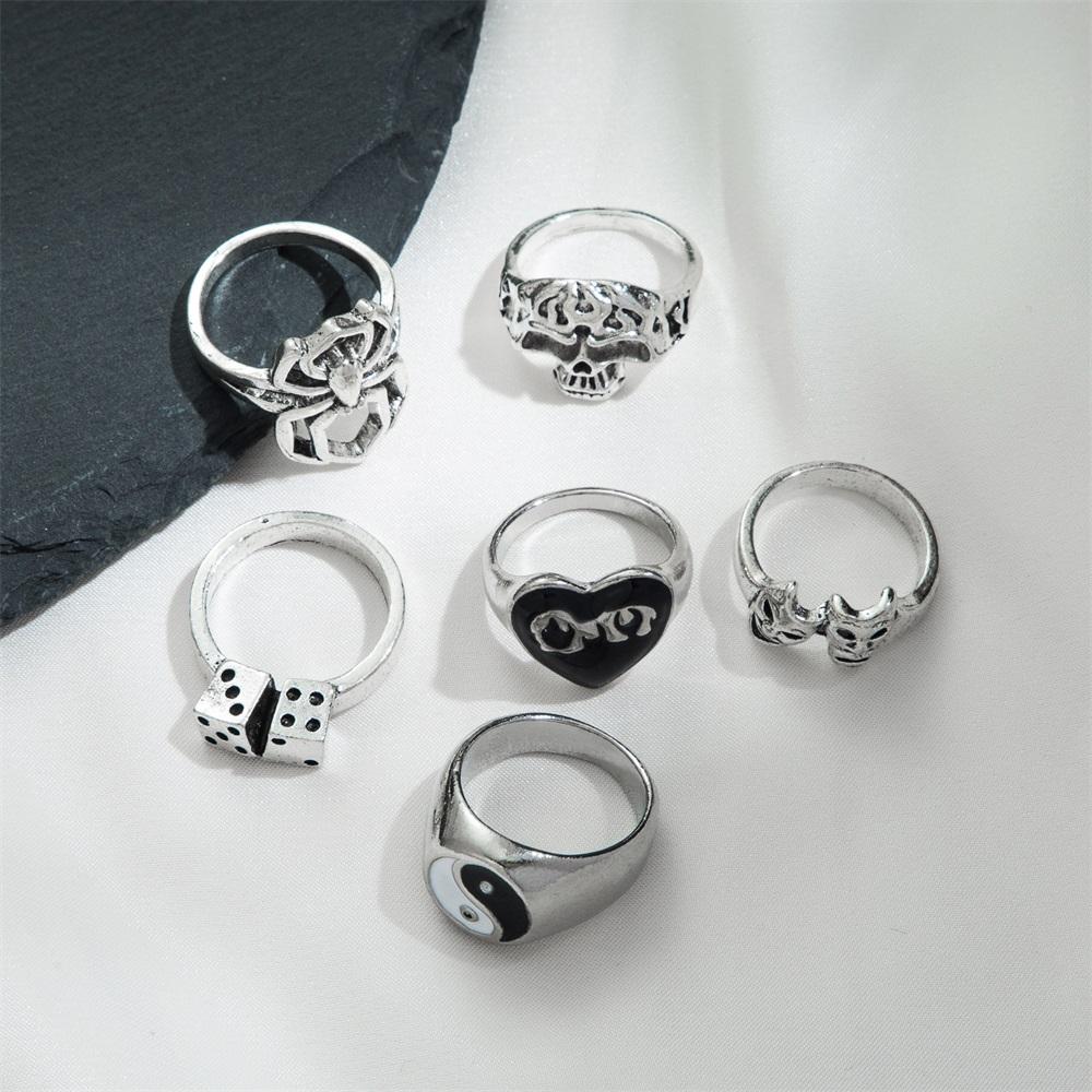 Элегантное и универсальное модное ретро кольцо-паук Тай Чи, простое кольцо из 6 предметов, популярные женские украшения