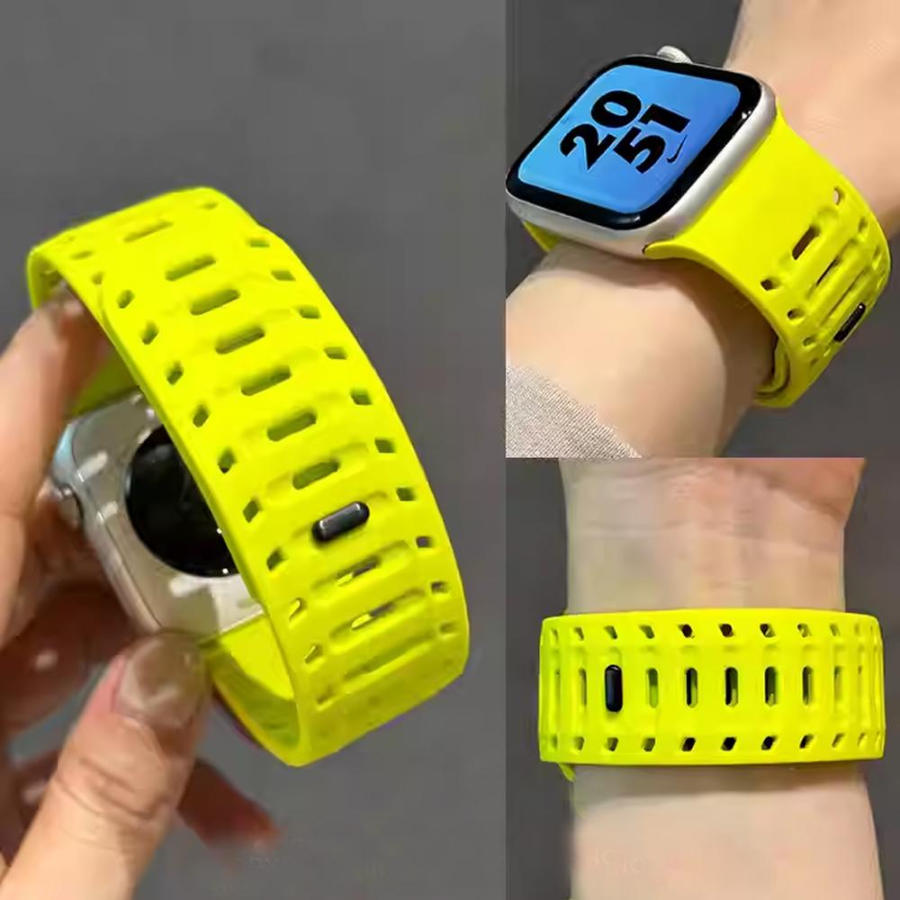 Магнитный силиконовый ремешок для Apple Watch Ultra 3 2 1 49 мм / Серии 11 10 46 мм Спортивный ремешок iWatch 9 8 7 6 5 / SE 3 45 мм 44 мм