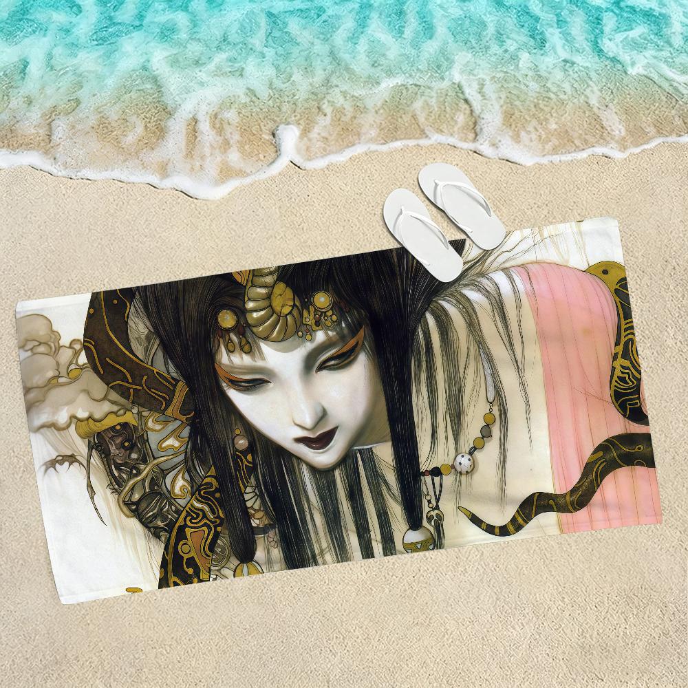 Art Y-Yoshitaka A-Amano-S Towel Soft Lightweight Anti-Sand Large Beach Towel Quick-Drying Bath Sports Family