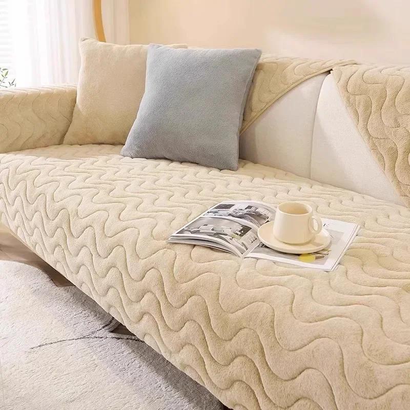 Plush Sofa Mat Winter Thickened Warm and Anti Slip Seat Cushion Sofa Cover New Plush Cover Cloth Towel Sofa Covers