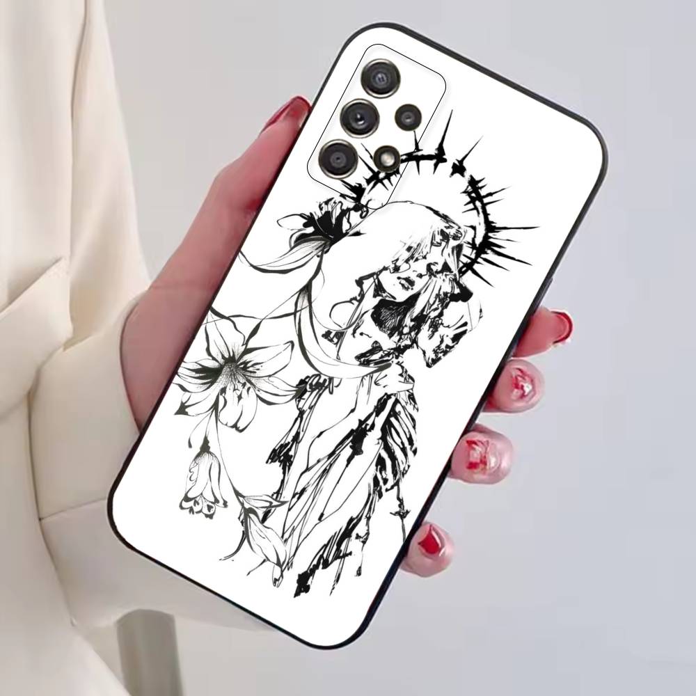 Ретро Чехол для телефона Ангел Средневековье Для Samsung S25,S24,S21,S22,S23,S30,Ultra,S20,Plus,Fe,Lite,Note,10,Черная Крышка