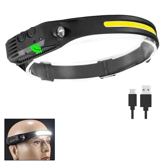 USB Rechargeable LED COB Sensor Headlamp White Light Head Torch Work Lamp Outdoor Waterproof Camping Fishing Lantern Headlight