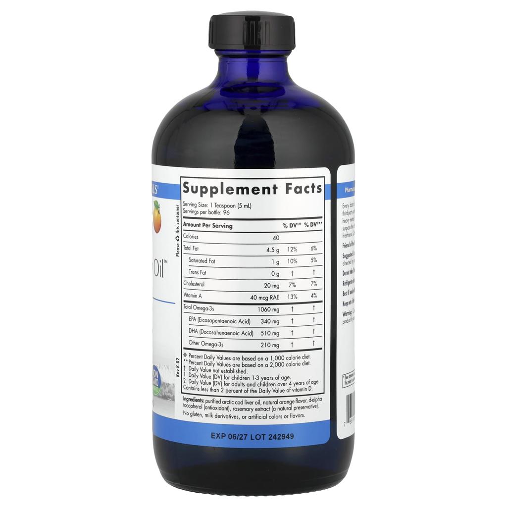 Arctic Cod Liver Oil, Orange Flavor, 473Ml(16Fl Oz)