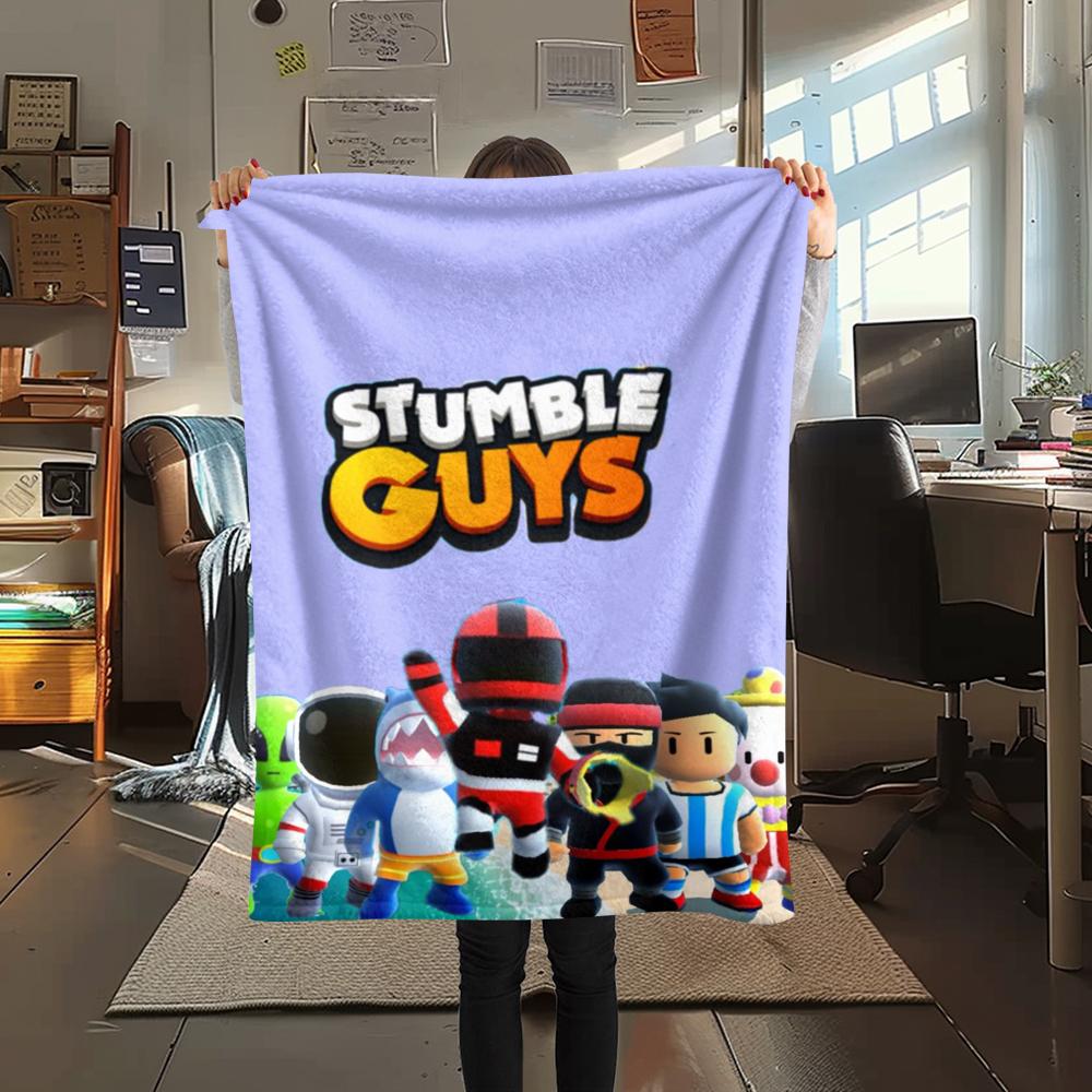 1PC Stumble Guys Print Flannel Blanket, High quality Comfortable for All Seasons, Home Decor, Warmth and Comfort, Perfect for Christmas Gifts184
