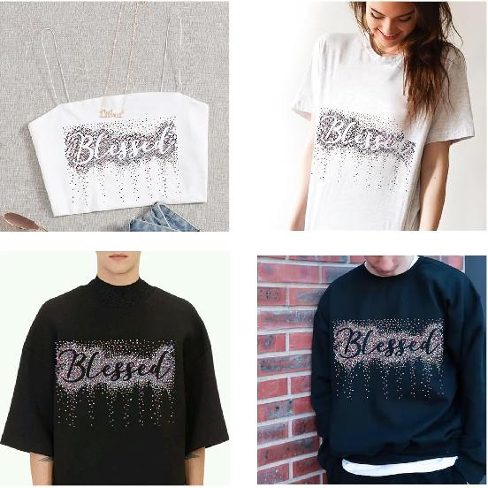 PLIGREAT Красочные блестящие стразы Термонаклейки Блинг Благословенные цитаты Стразы Термотрансферы для одежды Куртки Джинсов Женские Мужские Футболки