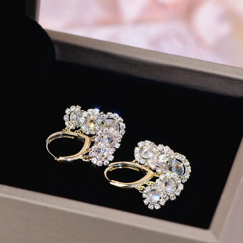 Корейская модная бижутерия 14-каратное настоящее золотое покрытие роскошные круглые циркониевые серьги-кисточки элегантные женские серьги для свадебной вечеринки