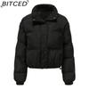 BITCED Autumn/Winter Women's Short-Length Cotton Coat Women's Long-Sleeved High-Neck Thermal Jacket Loose-Fit Casual Cotton Coat