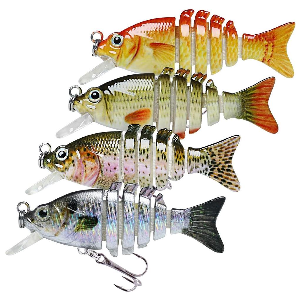 TRUSCEND Mini Tilapia Lure with Set of Lifelike Fishing Lures for Saltwater and for Sea Spanish and Other Fish 6-Joint Design, 2g, 4, Ajing,