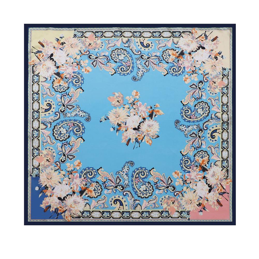 90 см тюрбан с цветком кешью, женский шелковый большой квадратный шарф, этническая шаль, шелковый шарф, модный