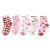 5 пар розовых цветочных вязаных теплых детских носков для девочек, носки для детей и женщин, милые чулки с героями мультфильмов среднего размера