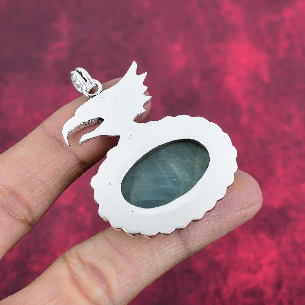 Подвеска с аквамарином, ювелирные изделия из цельного серебра 925 пробы с драгоценными камнями, подвеска ручной работы, на День благодарения