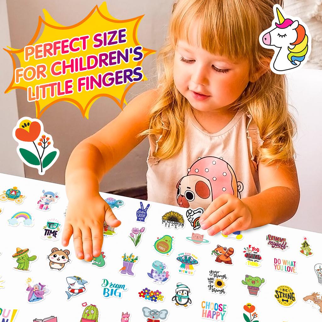 100 Small Size 4cm Castle Mix and Match Small Fresh Party Graffiti Stickers Cartoon Computer Water Cup Text