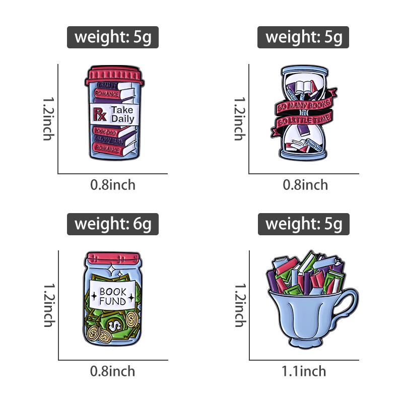 Book Storage Enamel Pins Custom SO MANY BOOKS SO LITTLE TIME Brooches Lapel Badges Clothes Funny Jewelry Gift for Friends