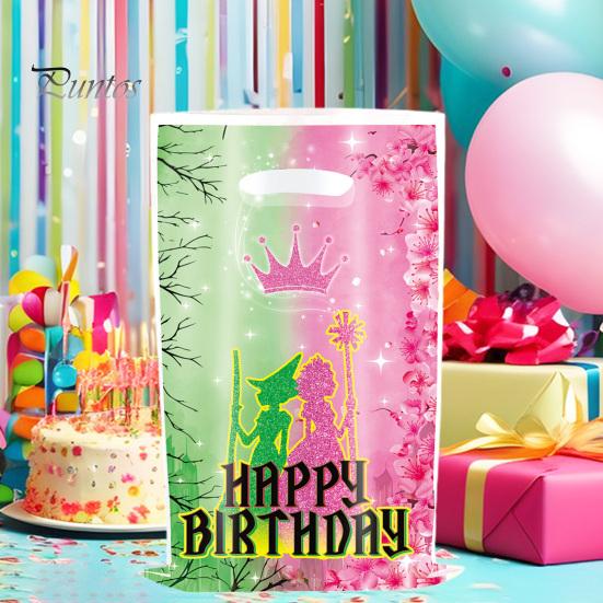 Подарочные пакеты для вечеринки ведьмы, зеленые и розовые пакеты для сладостей, пластиковые подарочные пакеты для закусок для девочек, принадлежности для вечеринки по случаю дня рождения ребенка