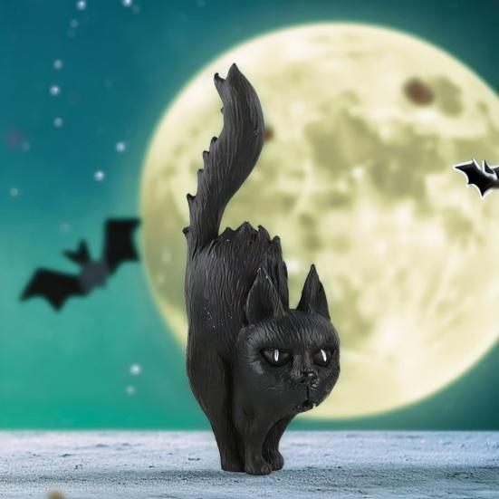 Halloween Ornaments Resin Black Cat Pumpkin Witch Ghost Miniature Figurines Indoor Outdoor Decorations for Home Patio Garden
