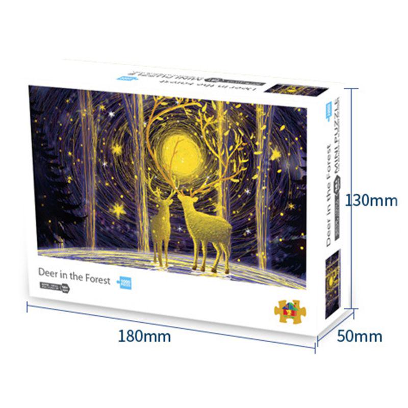 1000 Pieces Deep Forest Elk Paper Jigsaw Puzzle Landscape for Adults Kids Educational Game Play Toys