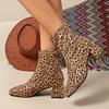 Leopard Print Thick Heel Fashion Women's Boots Suede Autumn and Winter Thick Heel Short Boots High Elastic Short Boots New