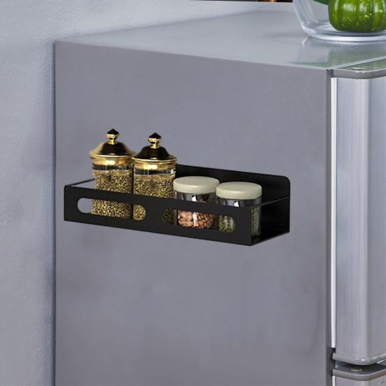 Multifunctional Refrigerator Magnetic Shelf Wrought Iron Kitchen Punch-Free Seasoning Hanger Bathroom Soap Shampoo Hanging Storage Rack Household