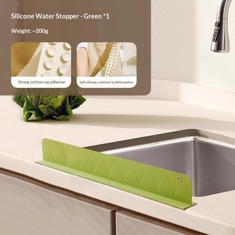 Silicone Sink Anti-splash Guard with Adhesive Suction Cups Reusable Water Blocker for Home Dishwashing Clothes Protection