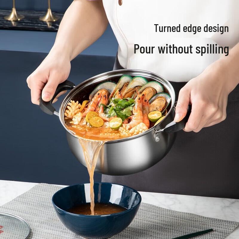 COOKER KING 304 Stainless Steel Soup Pot with Steamer Insert, 22cm