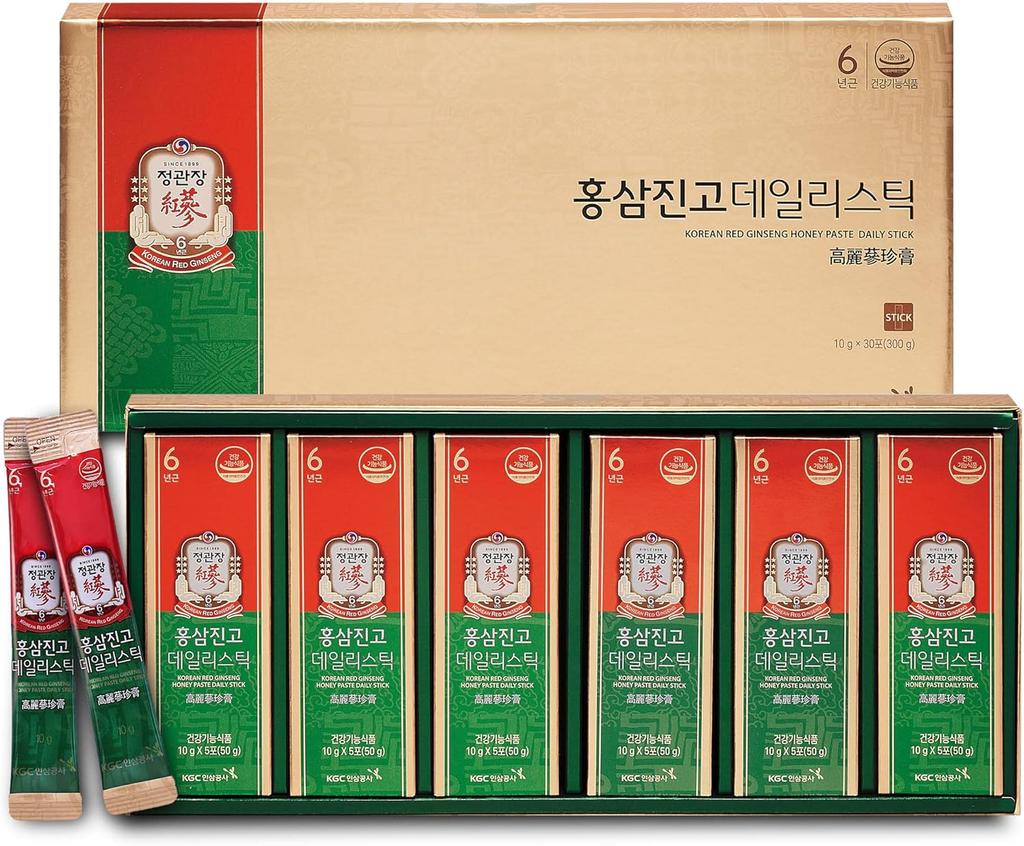 Медовые палочки CheongKwanJang Ginseng, Hong Sam Jin Go Daily, жидкий экстракт корейского красного женьшеня, натуральная энергия - 30 шт.