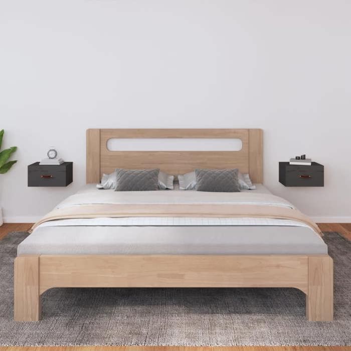 Table de chevet murale - Maison Exclusive - Gris - Pin massif - Lot de 2 - 40 x 29,5 x 22 cm