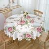Pink Rose Romantic Flower White Round Table Cloth Festival Dining Waterproof Tablecloth Table Cover For Wedding Party Decor