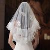 Double Layer Wedding Veil for Bridal Shower Short Wedding Veil Hair Comb Tulle Veil for Beach Wedding Engagement Veils