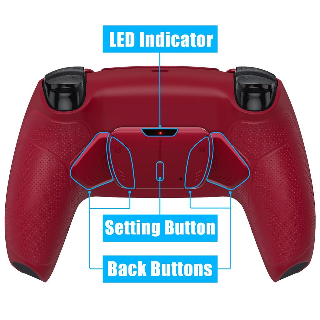 eXtremeRate Solid Color Plastic RISE4 Remap Kit with Programmable Back Paddle Rubber Grip for Compatible with PS5 Controller Compatible with PS5
