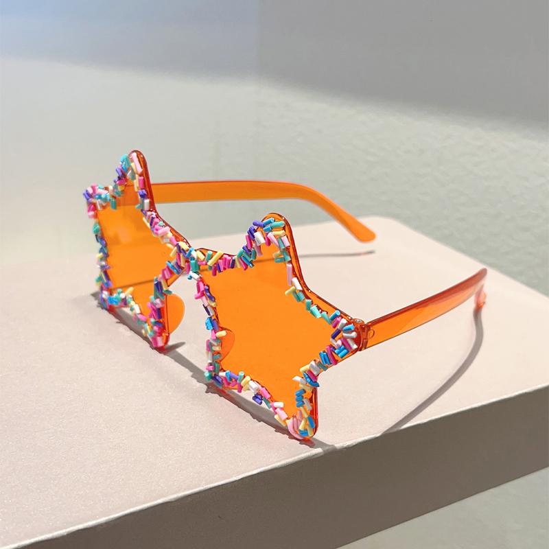 Милые солнцезащитные очки в форме звезды с блёстками Женские Стильные Пляжные Праздничные Декоративные Очки Модные Оригинальный Дизайн Солнцезащитные Очки