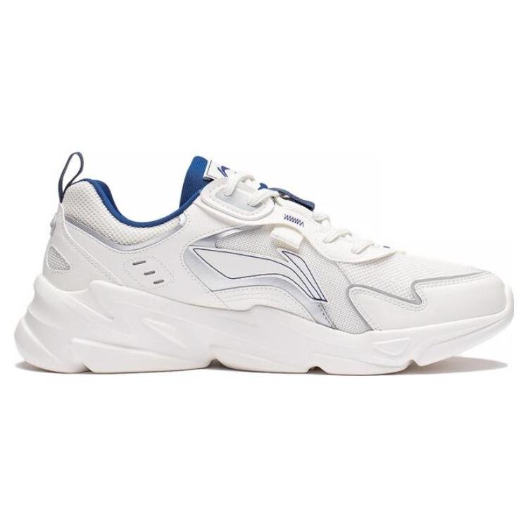 Li Ning Cloud Sea Нескользящие износостойкие Низкие спортивно-повседневные кроссовки Мужские Цвет: Туманно-белый Серебристый AGCT153-2