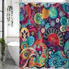 Bohemian Style Floral Pattern Shower Curtain, Bathroom Decorative Shower Curtain, Waterproof Shower Curtain with Hooks