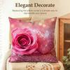 Pink Glitter Hearts  Roses Cushion Cover Natural Linen Organic Fabric DoubleSided Printing Sofa Home Decor Gift Pillow Cover