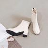 New Thick Heel Fashion Boots Soft Leather Autumn Boots Square Head Thin Boots High Heel Boots Women
