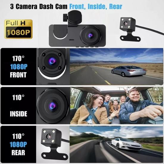 Автомобильная камера с G-сенсором, циклическая запись, защита на весь день, простая установка, передняя и задняя части